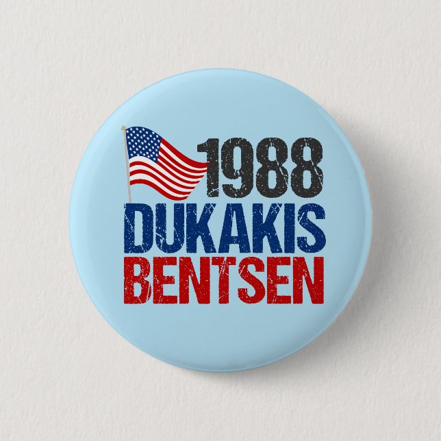 1988 Dukakis Bentsen Retro Election 2 Inch Round Button (Front)