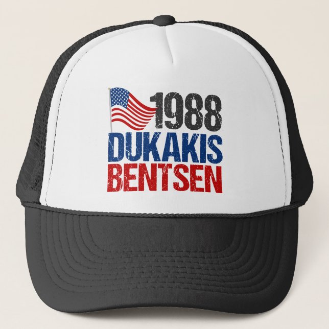 1988 Dukakis Bentsen Vintage Election Trucker Hat (Front)