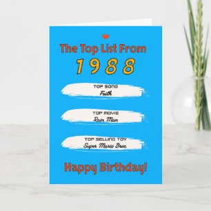 1988 Top List Birthday Card