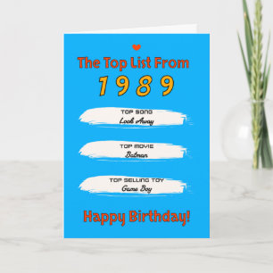 1989 Top List Birthday Card
