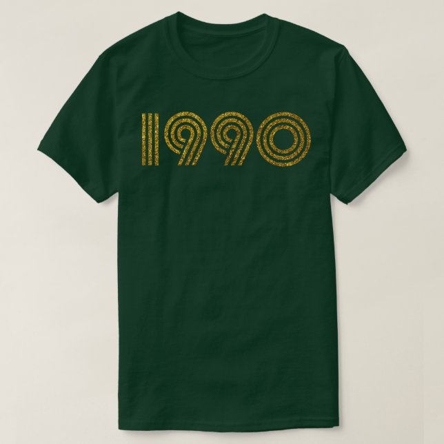 1990 Birth Year Glitter Effect T-Shirt (Design Front)