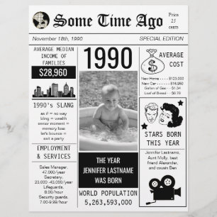 1990 Birthday Newspaper Flyer