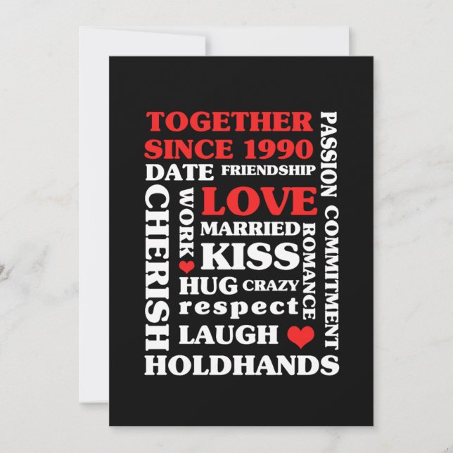 1990 Together Since 30 th Anniversary Gift Invitation (Front)