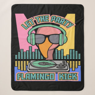 1990's Let The Party Flamingo Kick Animal Vintage Sherpa Blanket
