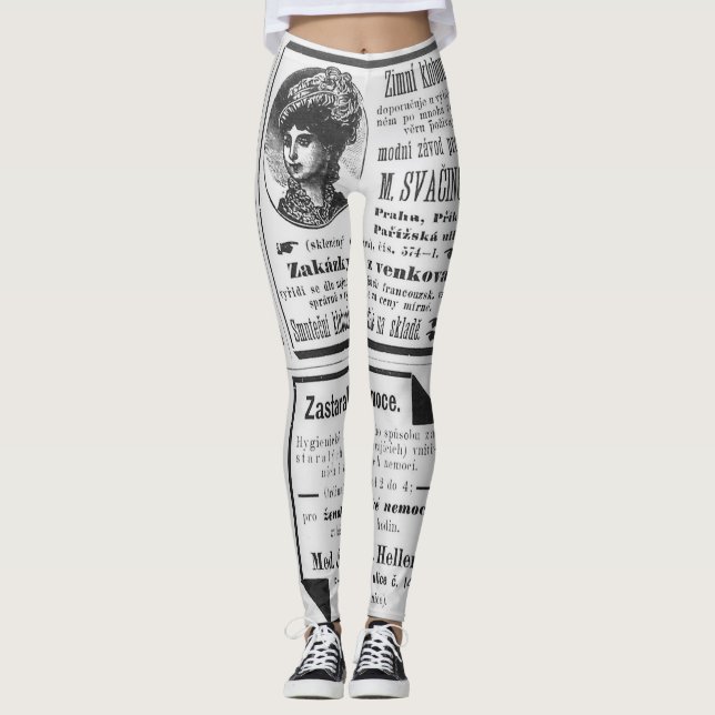1990's newspaper design legging (Front)