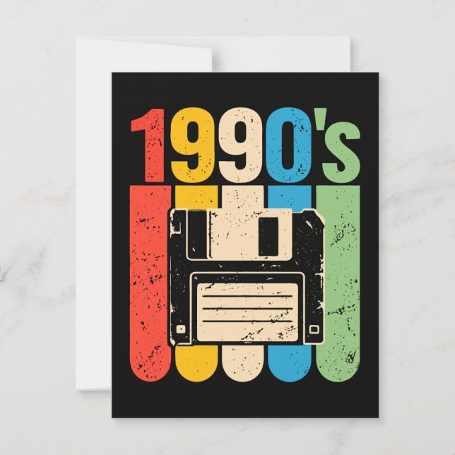 1990s retro floppy disc computer nostalgia invitation (Front)
