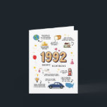 1992 Birthday Card For Son or Daughter<br><div class="desc">Take a Journey Back to 1992. The Perfect Birthday Card for Sister, Brother, Husband, or Wife Make their birthday truly unforgettable with a unique card that turns back the clock to 1992! More than just a greeting, this is a time capsule filled with fun facts, cherished memories, and a heartfelt...</div>