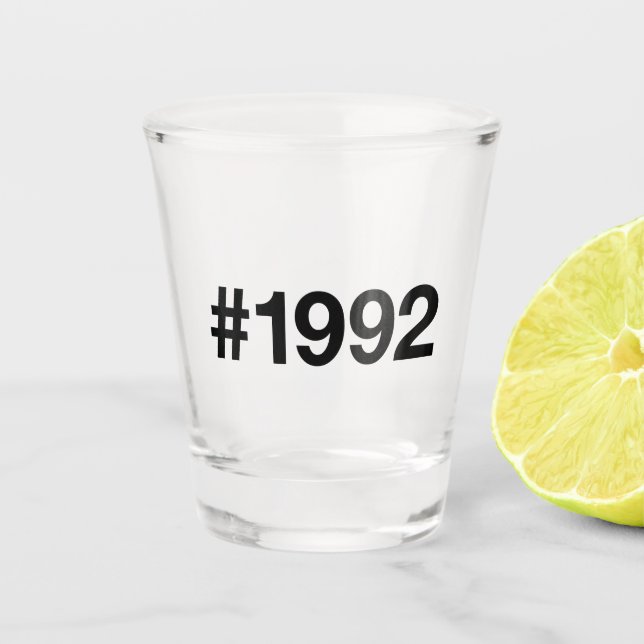 1992 Hashtag 33 Birthday Anniversary Shot Glass (Front)