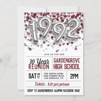 1992 High School College Reunion Invitation