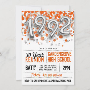 1992 High School College Reunion Invitation