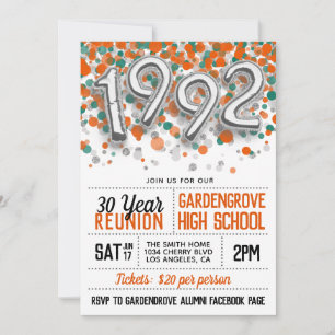 1992 High School College Reunion Invitation