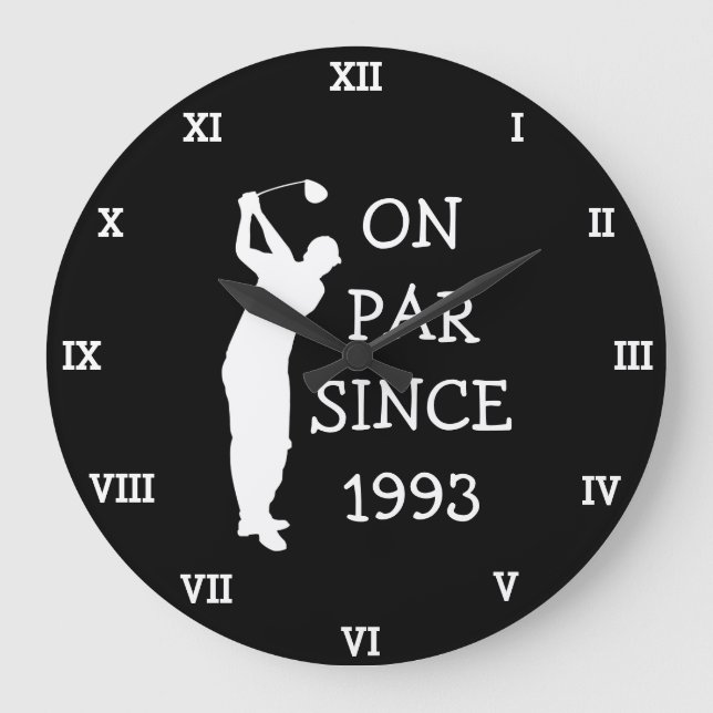 1993 Golfer Birthday 30th funny Seventy Par Large Clock (Front)