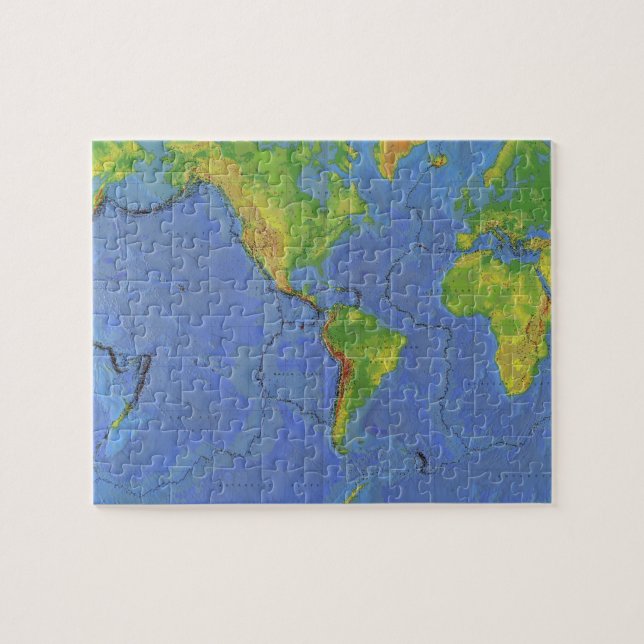 1994 Physical World Map - Tectonic Plates - USGS Jigsaw Puzzle (Horizontal)