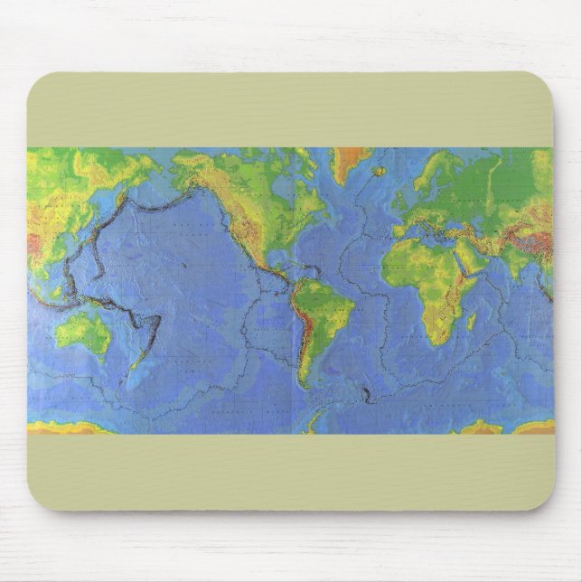 1994 Physical World Map - Tectonic Plates - USGS Mouse Pad (Front)