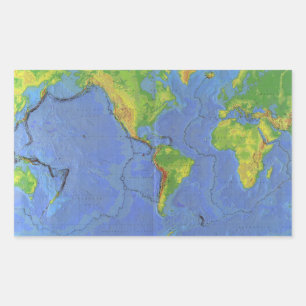 1994 Physical World Map - Tectonic Plates - USGS Sticker