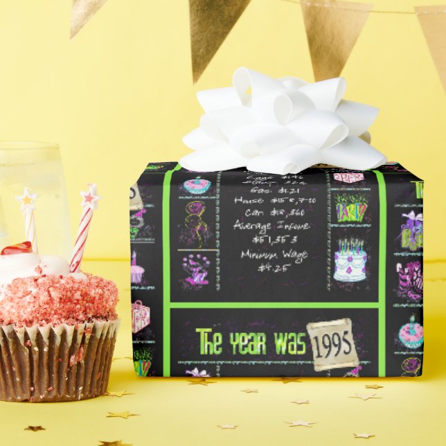 1995 Birthday Year Trivia Wrapping Paper (Birthday Party)