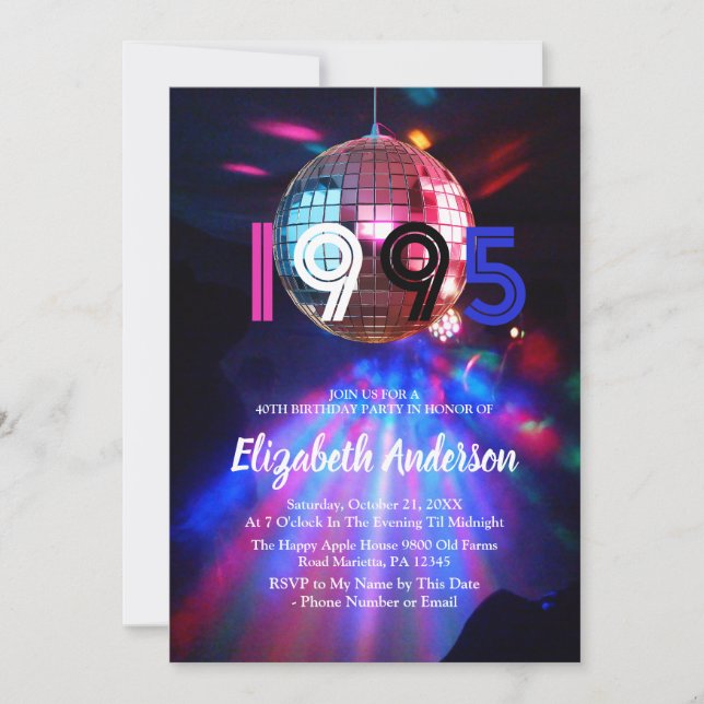 1995 Disco Ball 30th Birthday Party Invitation (Devant)
