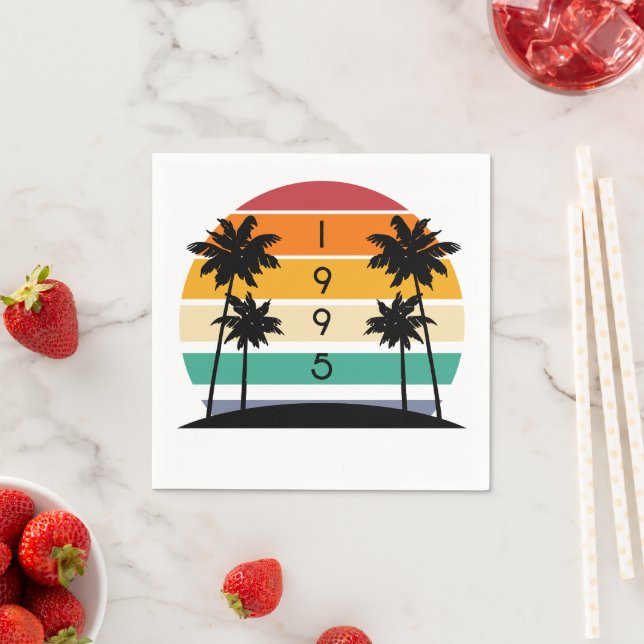 1995 Retro Stripe Sunset Vintage  Napkin (Insitu)