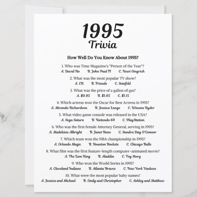 1995 Trivia Game (Front)