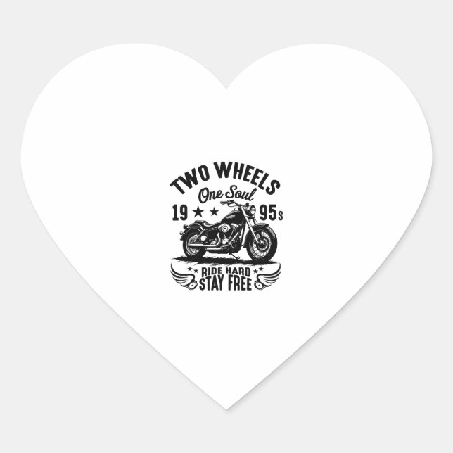 1995s Motorcycle Vintage Heart Sticker (Front)