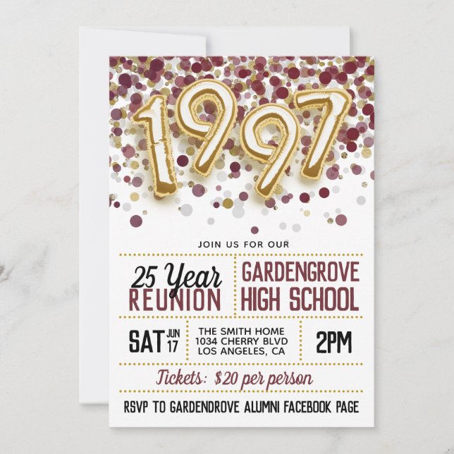 1997 High School College Reunion Invitation (Front)