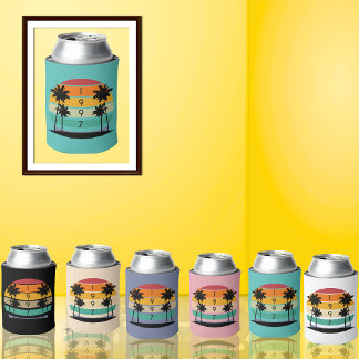 1997 Retro Stripe Sunset Vintage 30th Birthday Can Cooler