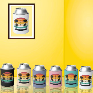 1997 Retro Stripe Sunset Vintage 30th Birthday Can Cooler