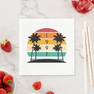 1997 Retro Stripe Sunset Vintage 30th Birthday Napkin