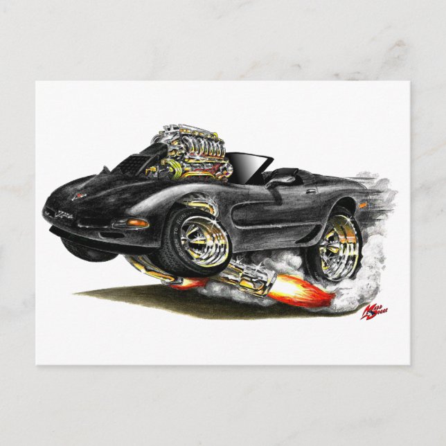 1998-2004 Corvette Black Convertible Postcard (Front)