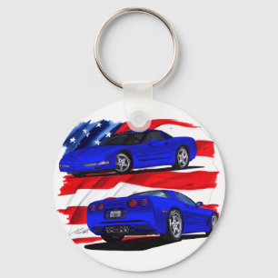 1999-04 Corvette Blue Car Keychain