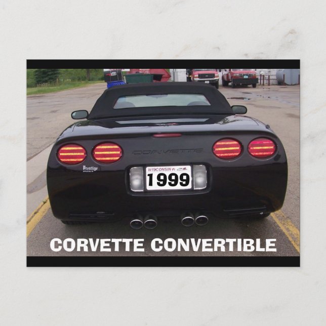 1999 CORVETTE CONVERTIBLE REAR VIEW POSTCARD (Front)