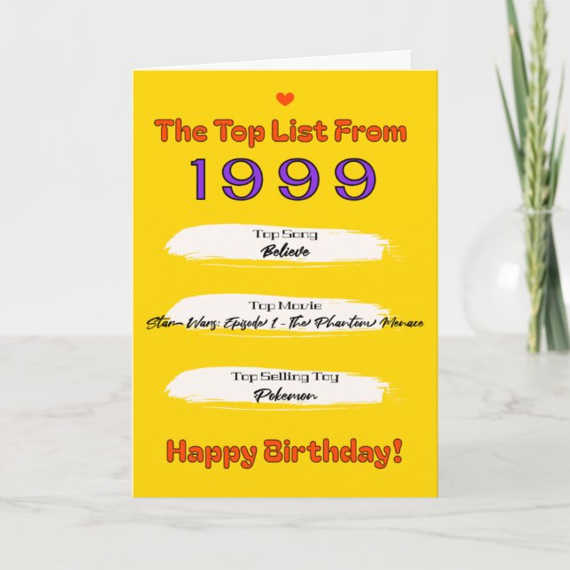 1999 Top List Birthday Card (Front)
