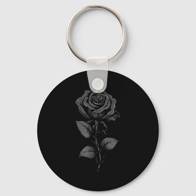 199 Flowers Black Rose Graphic  Keychain (Front)