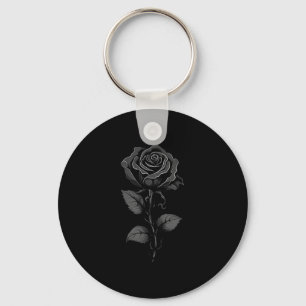 199 Flowers Black Rose Graphic , Small Keychain
