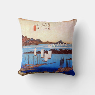 19. 江尻宿, 広重 Ejiri-juku, Hiroshige, Ukiyo-e Throw Pillow