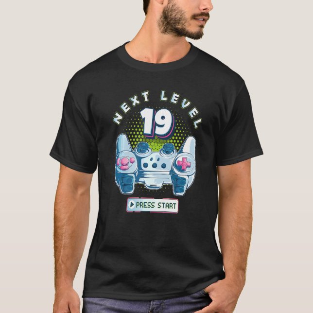 19 Birthday Gamer Next Level 19 Gaming Controller  T-Shirt (Front)