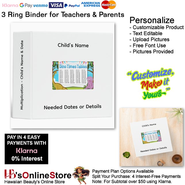 19 Learn Multiplication Child's Name Date Teacher  Binder (19 Learn Multiplication Child's Name Date Teacher 3 Ring Binder.)