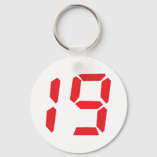 19 nineteen red alarm clock digital number keychain