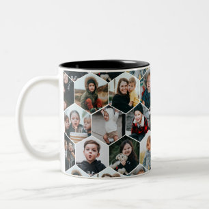 19-Photo Honeycomb Collage Two-Tone Coffee Mug