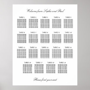 19 Table Elegant Minimalist Seating Chart