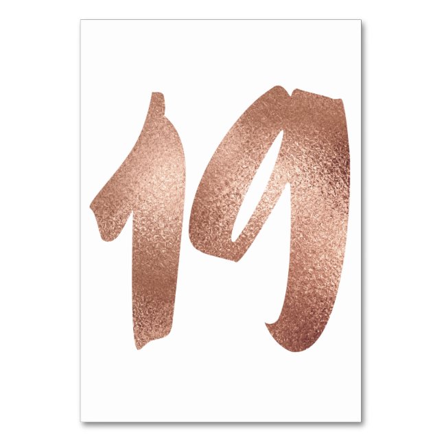 19 Table  Number White Metallic Pink Rose Gold (Front)