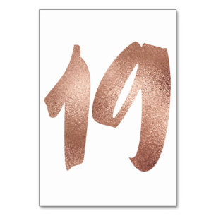 19 Table Number White Metallic Pink Rose Gold Table Number