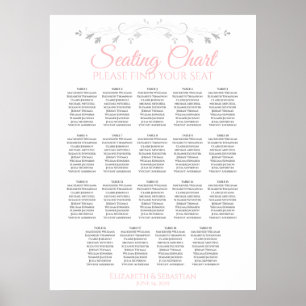 19 Table Pink & Grey Wedding Seating Chart