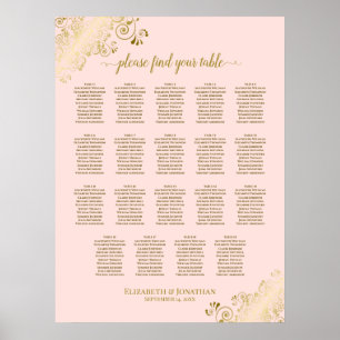 19 Tableau Blush Pink & Gold Mariage Seating Chart