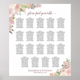 19 Tableau Élégant Mariage floral rose