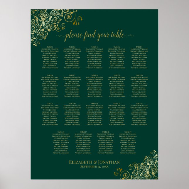 19 Tableau Emerald Green Gold Mariage (Devant)