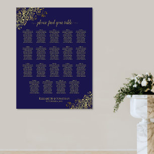 19 Tableau Lacy Gold Marine Blue Mariage Seating C