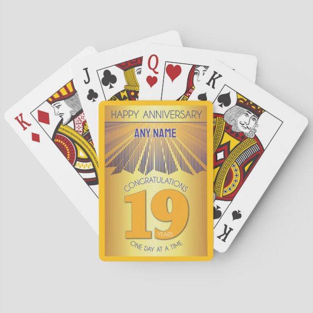 19 Year | Golden Ray 12 Step CUSTOM NAME Playing Cards (Back)