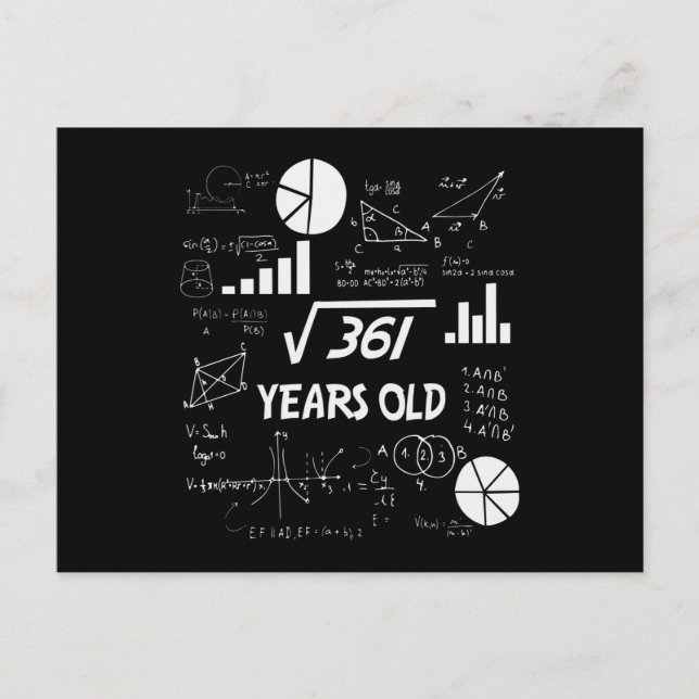19 Year Old Bday Geeky Math 19th birthday Gift Postcard (Front)