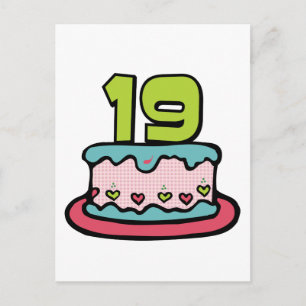 19 Year Old Birthday Cake Postcard